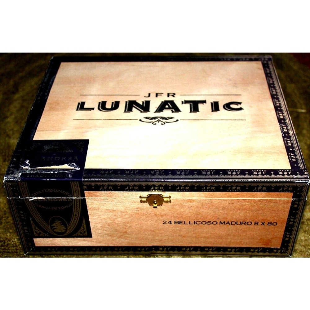 Wood Cigar Box JFR LUNATIC Storage Guitar Purse 10 3/4 x 9 X 4 MULTIPLE QUANTITY